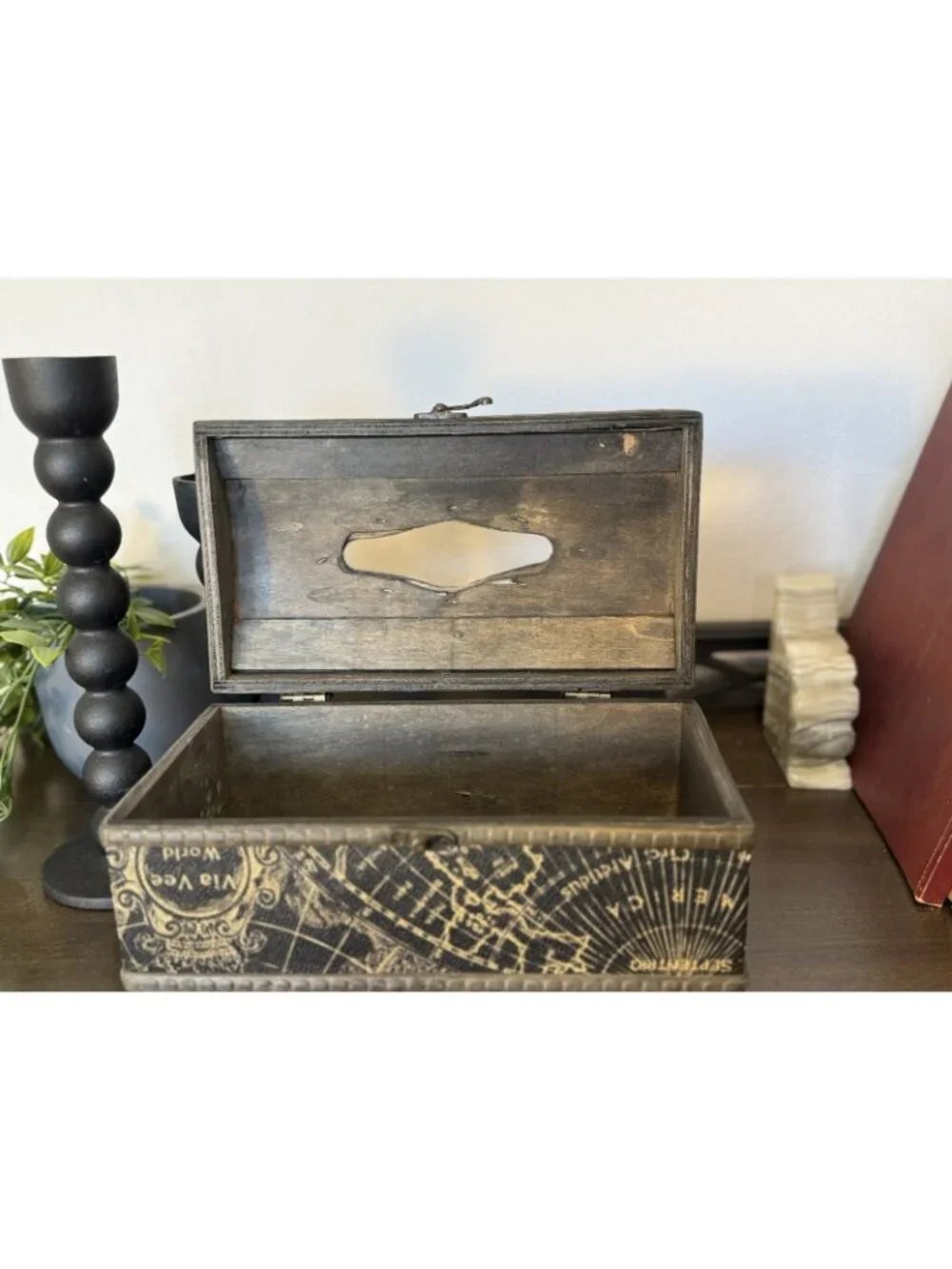 Vintage Metal Nautical Themed Tissue Box- Storage Box